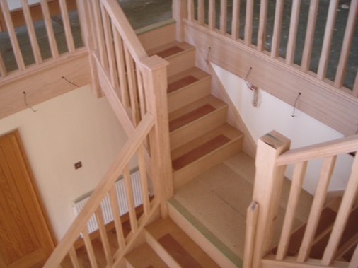 Oak staircase nearing completion